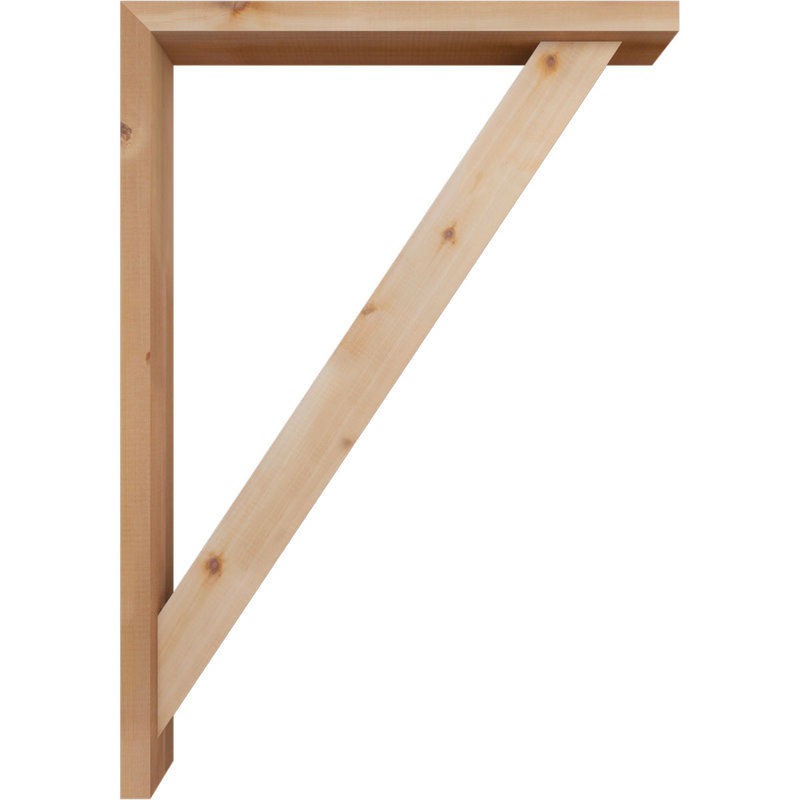 3 1/2"W x 28"D x 40"H Traditional Block Smooth Bracket w/ Offset Brace, Western Red Cedar, 40 x 28