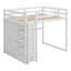 Lit mezzanine double avec lumière DEL, cadre de lit mezzanine en bois avec tablettes de rangement et garde-robe-412329318