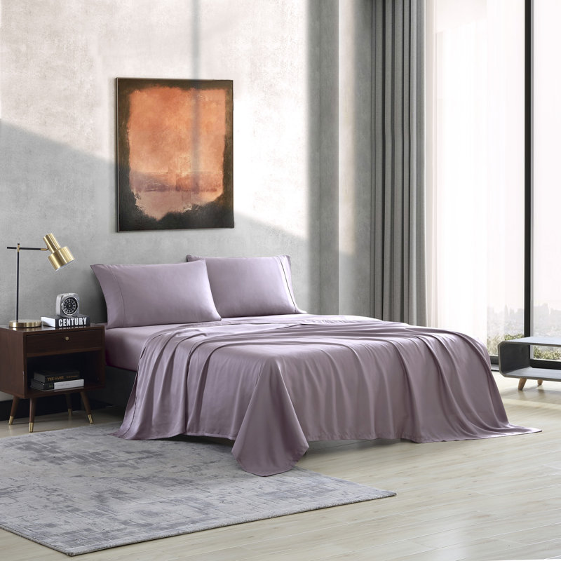 Sateen Sheet Set, Lilac, Cal.King Sheet Set + Fitted Sheet + 2 Pillowcases