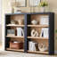 Ensemble de 2 bibliothèques à 3 niveaux en bois Ann, 121 cm (H) x 158 cm (L), gris/noir/naturel-1073785929-1073785928