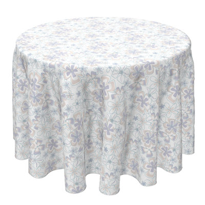 Round Floral Cotton Twill Tablecloth