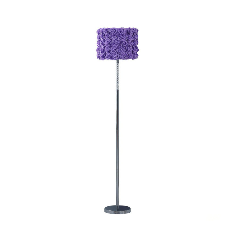 63 Inch Lavender Roses In Bloom Acrylic/Metal Floor Lamp With Elegant Twisted Body And Silver Chrome Base, Multicolor