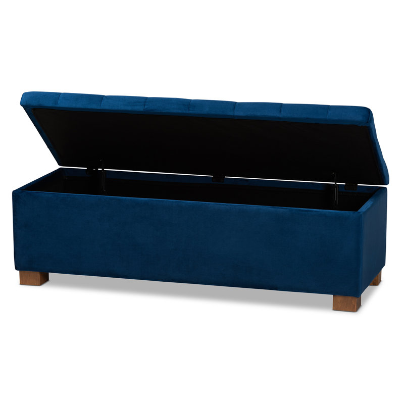 Mesina Upholstered Ottoman, Navy Blue