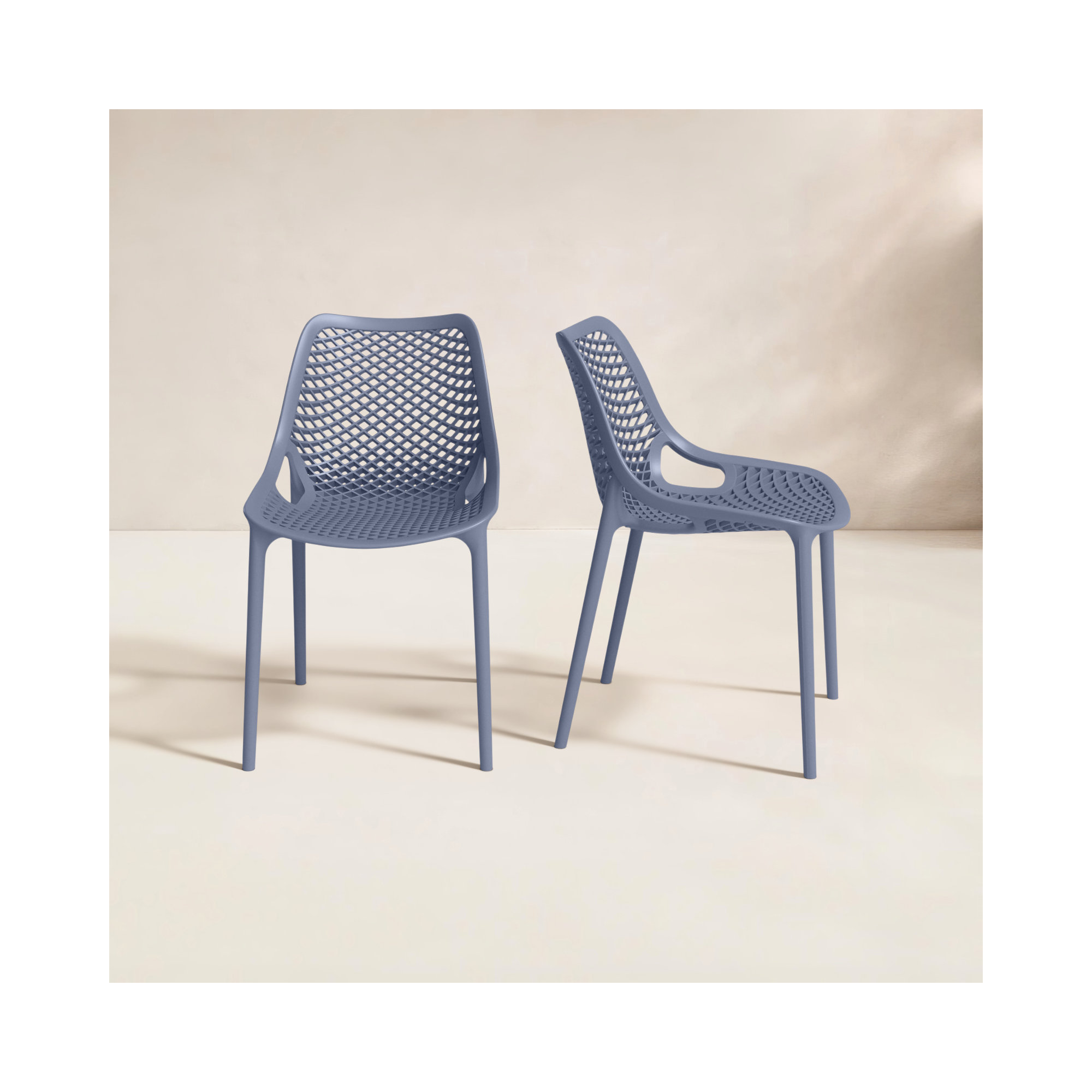 Farrah Outdoor Stacking Dining Side Chair, Dark Gray
