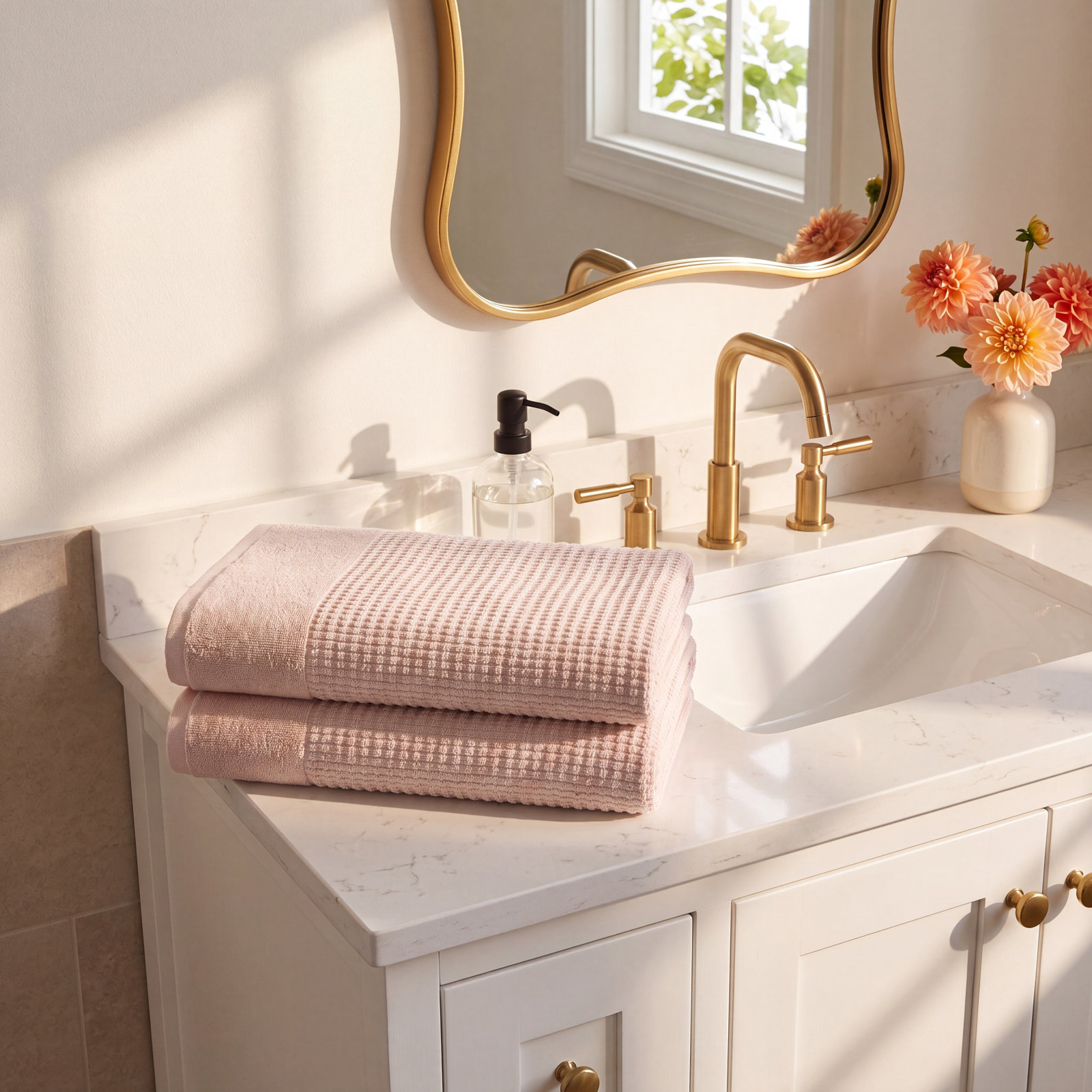 Earline 2-Piece Turkish Cotton Bath Towel Set, Pink