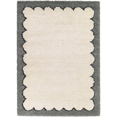Ragin Grey Modern Border Area Rug