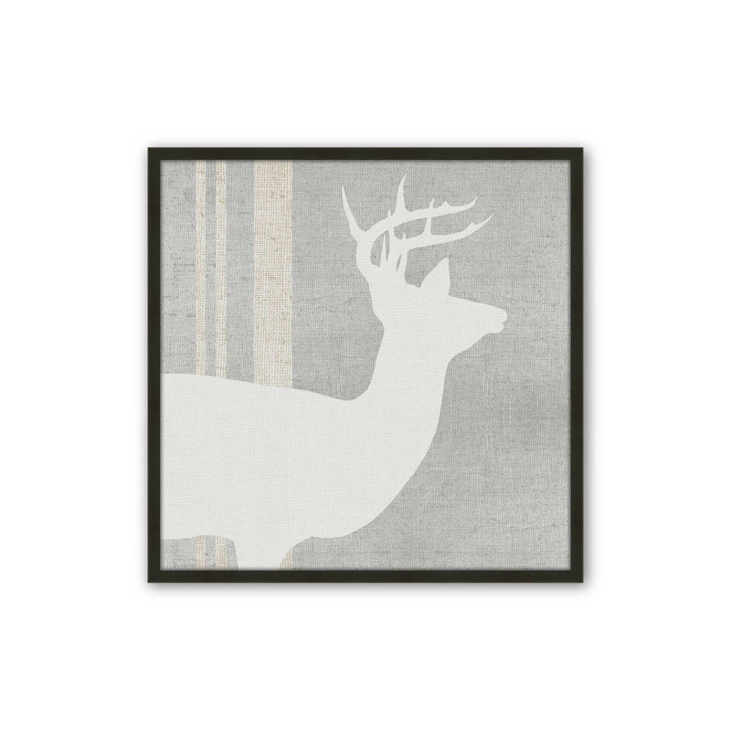 Silhouette de bois de cerf I, H 21,5 po x l 21,5 po, Encadrement ouvert, noir satiné