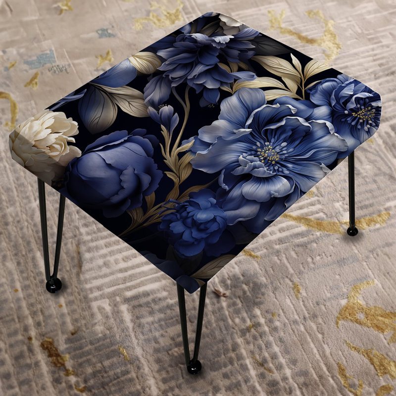 Repose-pieds Cobalt Blue Victorian Brocade