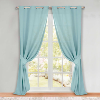 Millendon Energy Saving Modern Polyester Grommet Room Darkening Curtain Pair