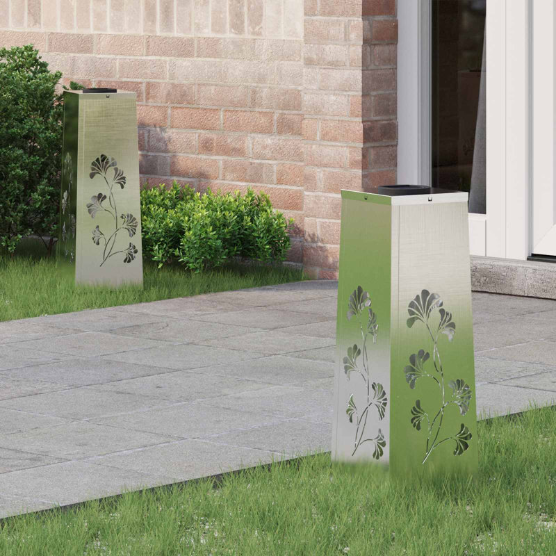 Solar Powered Steel Pathway Light, 50cm H x 18cm W x 18cm D, Silver