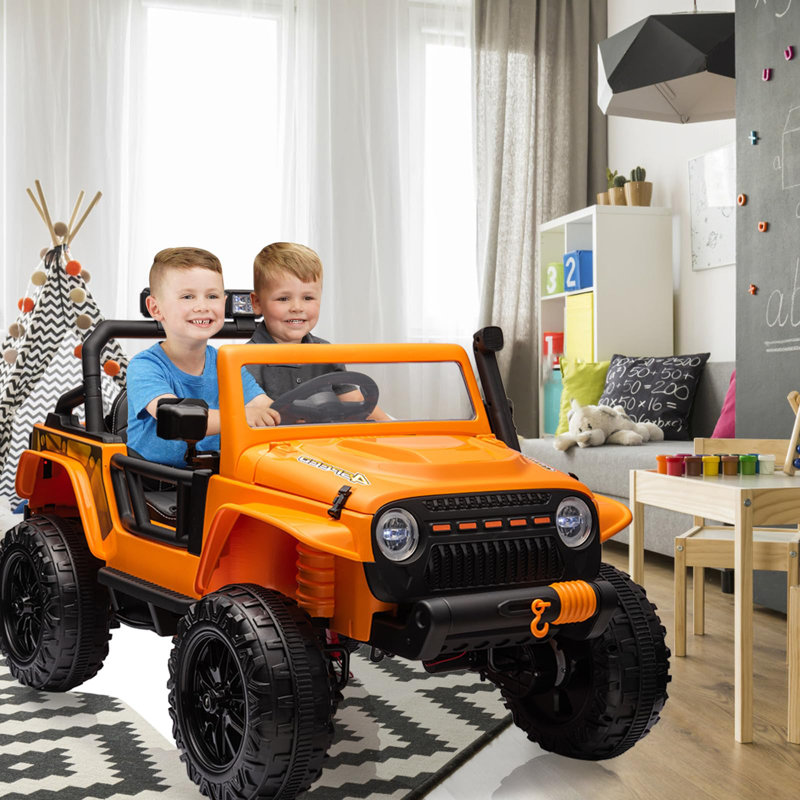 Chariot électrique 24V pour enfants avec télécommande, Orange