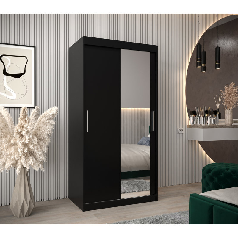 Etonbury 2 Door Manufactured Wood Wardrobe, Black Matt