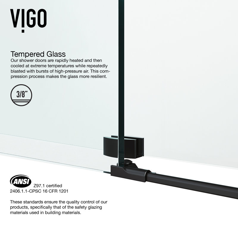 Winslow 46.5 in. W x 74 in. H Frameless Sliding Rectangle Shower Enclosure, Matte Black