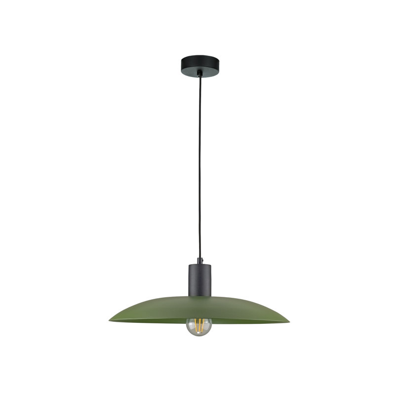 1 - Light Matte Black Dome Pendant, Black/Khaki