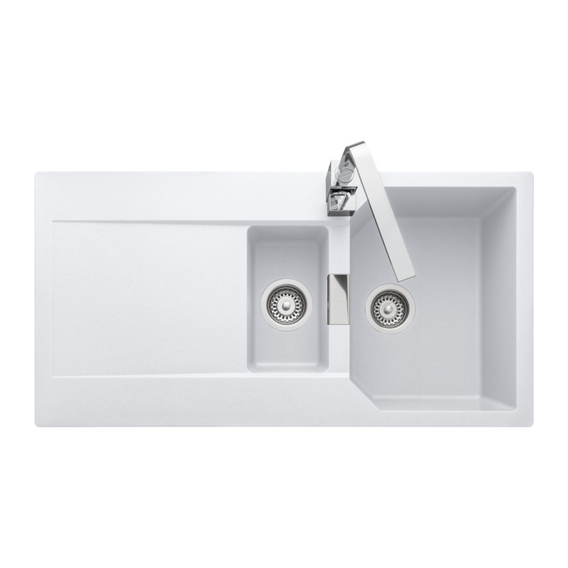 Mayon 1.5 Bowl Inset Kitchen Sink, Crystal White