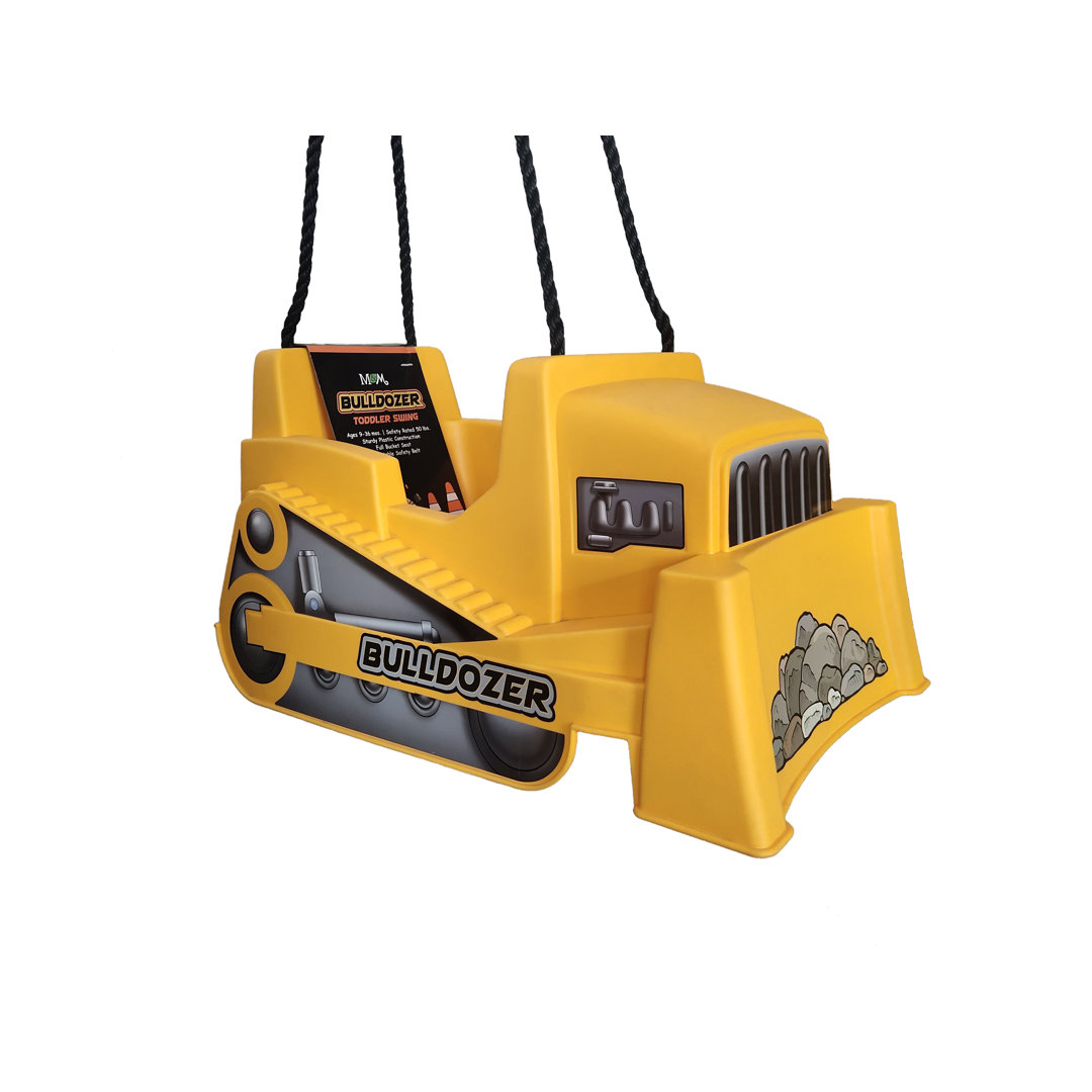 M&M Sales Enterprise Bulldozer Plastic Yellow/Black Bucket Swing with Mounting Hangers and Chains M&M Sales Enterprise