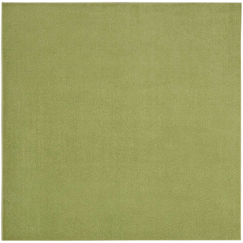 Mullican Sandy Solid Green Easy Care Indoor/Outdoor Area Rug, Square 9'
