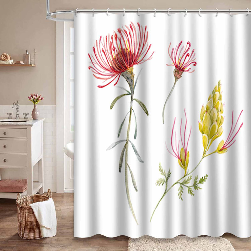 Aquarelle fleurs exotiques australiennes rouges avec 12 crochets, L 72 po x l 78 po