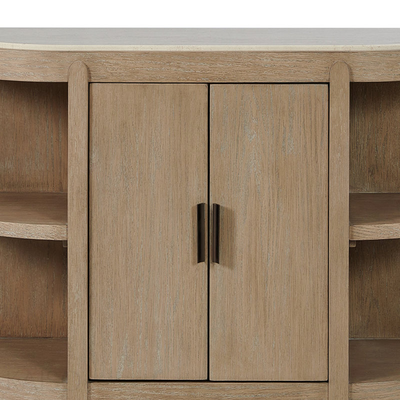 Console courbée à 2 portes avec plateau en marbre
