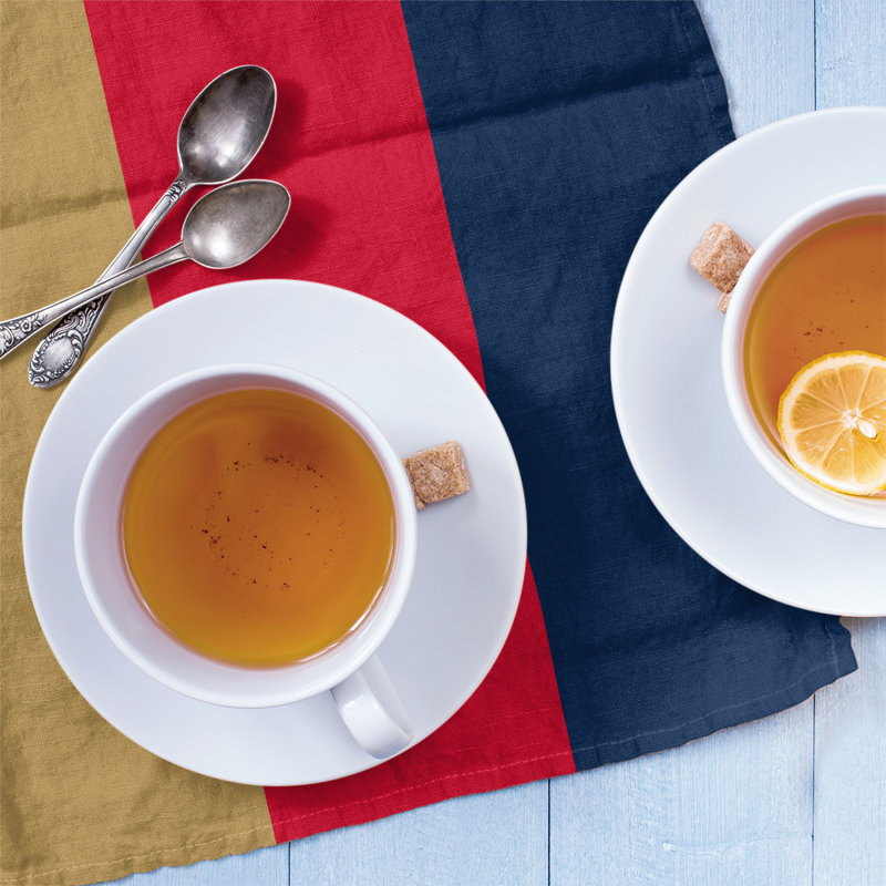 Anaheim Stripe Tea Towel Kitchen Towel, Cotton Twill, Flat Gold/Red/Blue