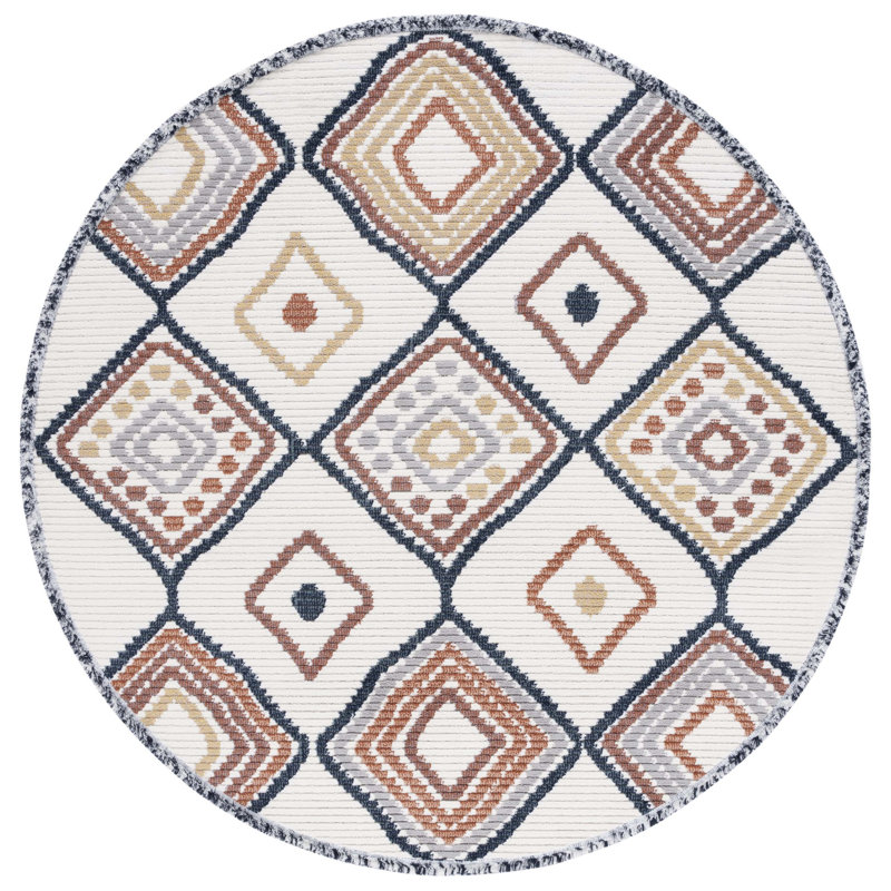 Alviery Performance Geometric Rug, Round 6'7"