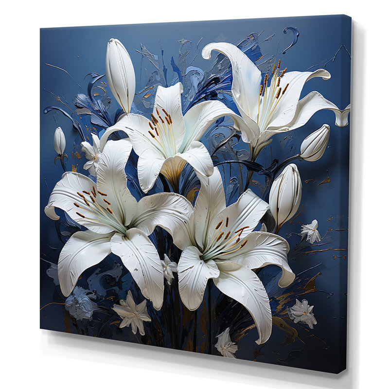 «White Lily Blue Pure Beauty Charm II», reproduction sur toile, Toile tendue, H 16 po x l 16 po x P 1 po