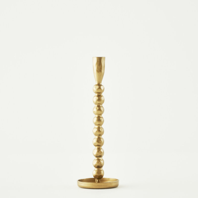 Sofya Gold Taper Candle Holder, 11" H x 2.75" W x 3.5" D