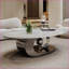 Table basse en pierre frittée moderne avec base en acier inoxydable, facile à nettoyer et amp; Durable pour le salon