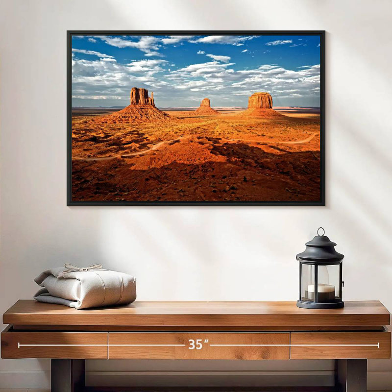Monument Valley I, 25 po x 17 po, Cadre flottant noir