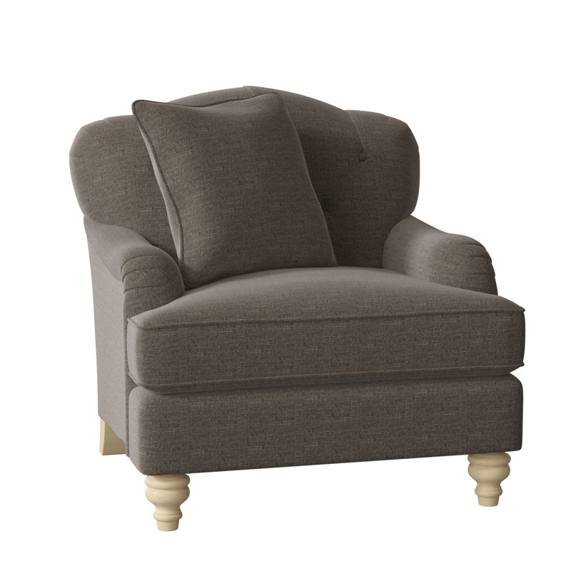 Fauteuil large capitonné 38 po Sullivan, Sergé performance gris index 42, Pécan, Non