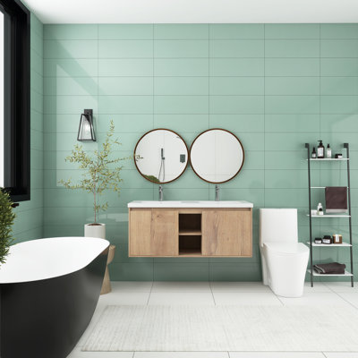 Ensemble de meuble-lavabo double mural 48 po Carlethia