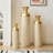 Set Of 3 Tall Metal Decorative Vases With Golden Finish And Dot Texture, Ideal For Layered Floor Display And Modern Interior Styling.