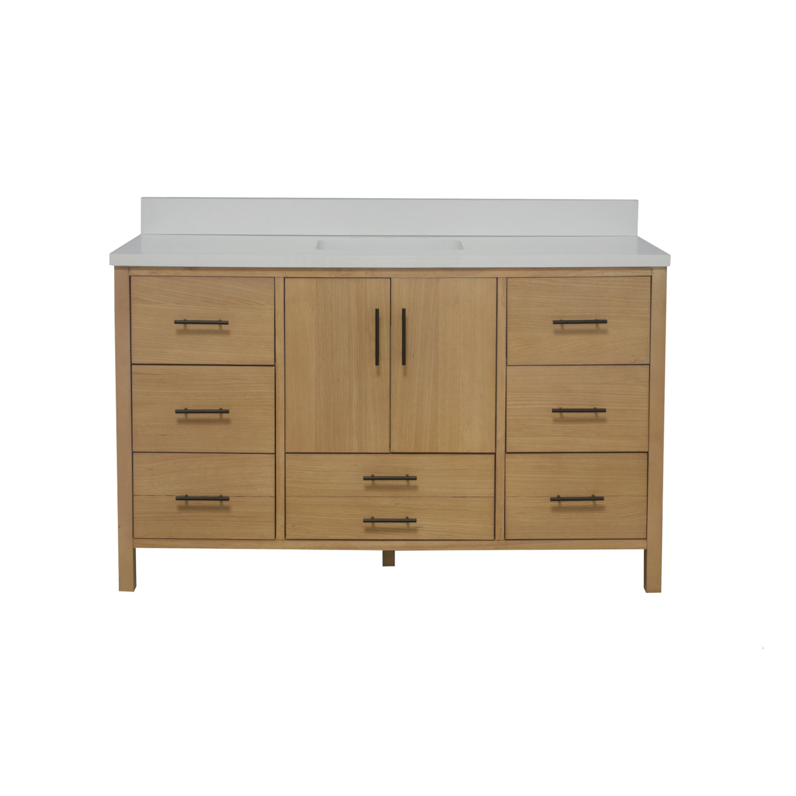 Kiara 60" Carrara Marble Single Bathroom Vanity, Blonde, Matte White