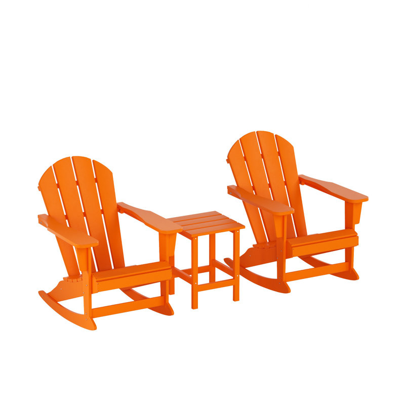 Chaise Adirondack à bascule en plastique avec table Laguna, Orange