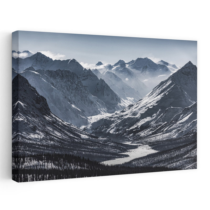 «Mighty Alaska Abstract Contemporary Forest Landscape», reproduction d'art mural, 32" H x 48" W