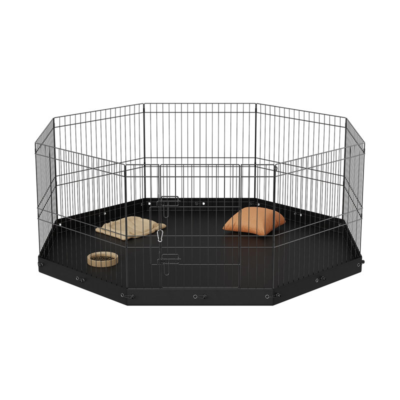 Parc pour chien pliable en métal à 8 panneaux avec coussin inférieur imperméable, clôture d'exercice portable pour intérieur et extérieur