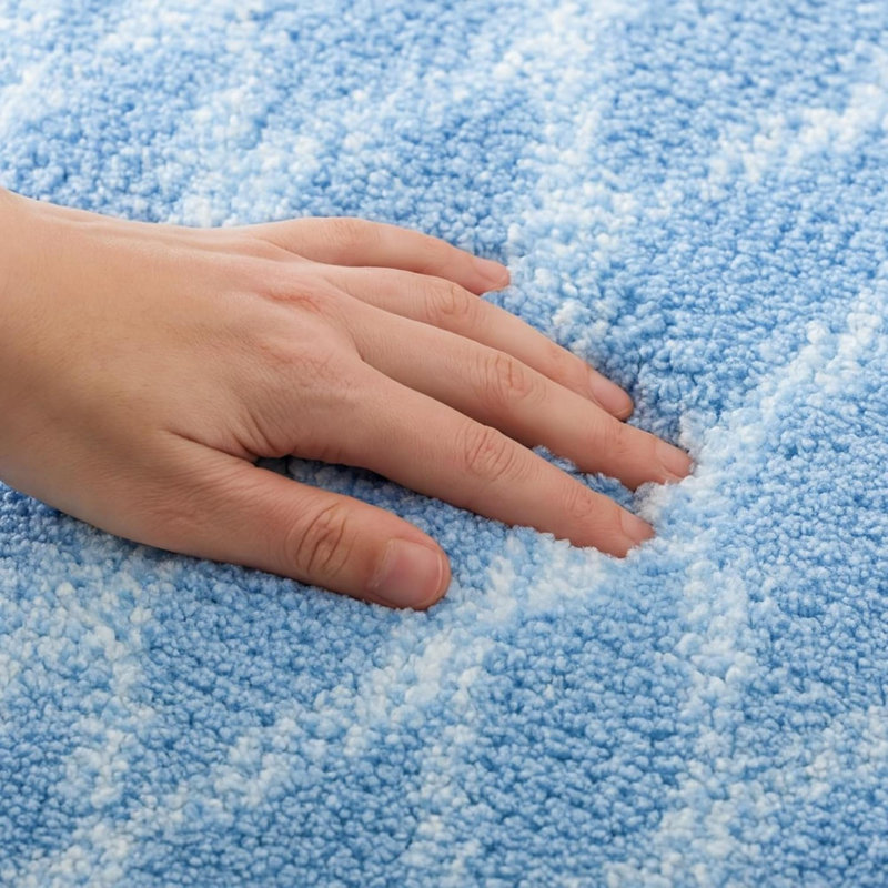 Nest & Nibble Bath Mats 2 Piece Set Non Slip Bath Mat & Toilet Rug – Soft Microfiber, Quick Dry, Machine Washable, Blue