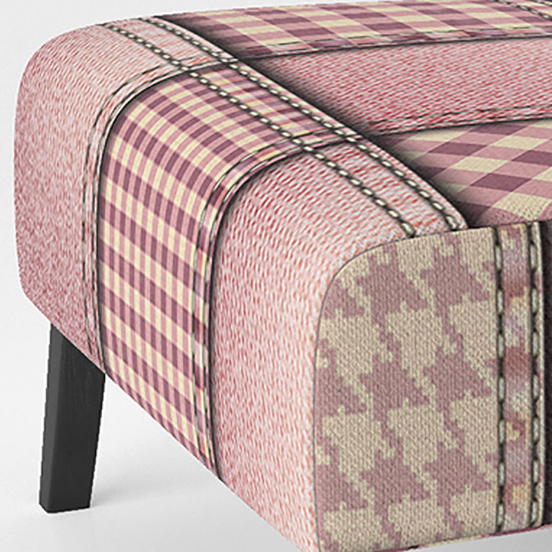 Pink Denim Patchwork - Upholstered Patterned Accent Slipper Chair