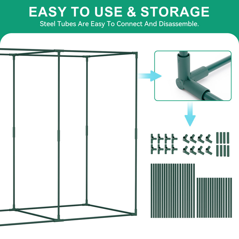 Crop Cage for Garden Plant, Raised Garden Bed Cover with Frame and Zippered Door for Outdoor Plants, Green