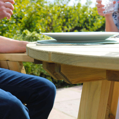Round Outdoor Dining Table With Umbrella Hole , 100cm cm W 100cm cm D