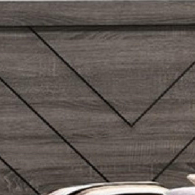 Grand lit plateforme avec tête de lit à motif de chevrons, gris foncé