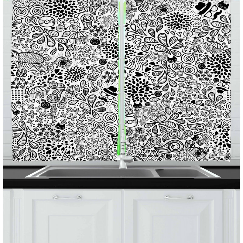 Floral Pointed Kitchen Curtain