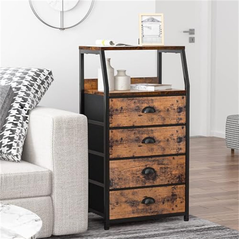 4 Drawer Storage Drawer, Brown