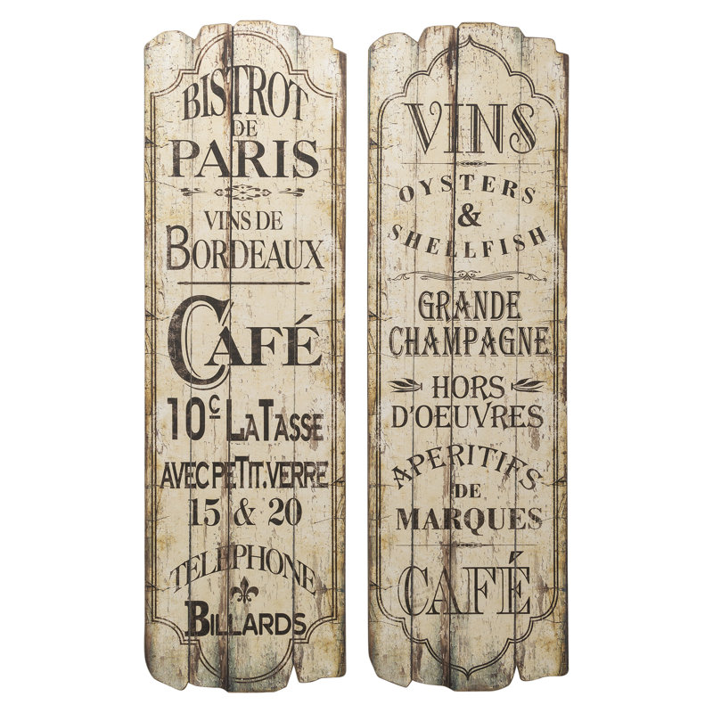 «Paris Café», ensemble de 2 reproductions d'art sur bois non encadrées