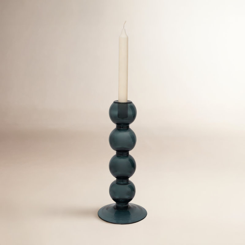 Geri 12.2'' H Glass Tabletop Candlestick, Cameo