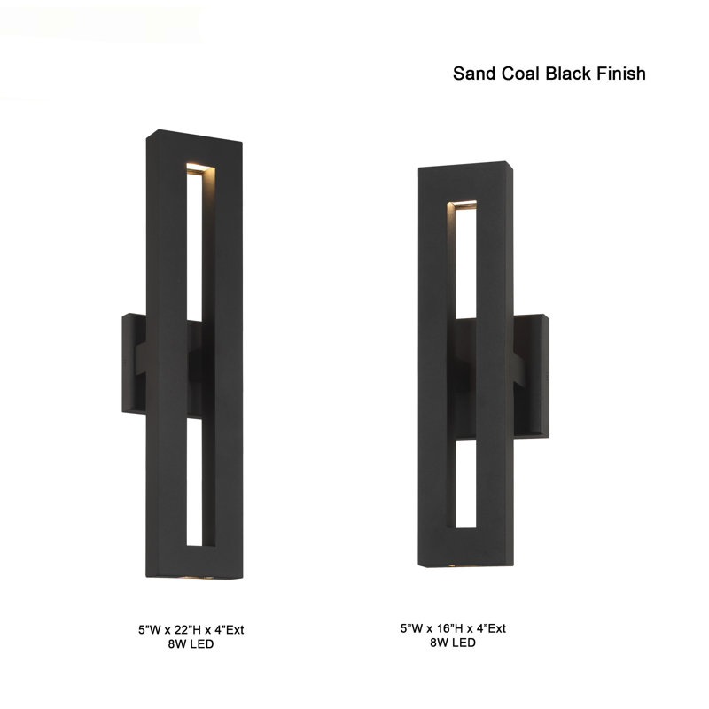 Orren Ellis Miamarie - 2 Light LED Outdoor Wall Mount In Coal Finish, 4.37" H x 22" W x 5" D