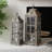 2 Piece Wood Tabletop Candle Lantern Set