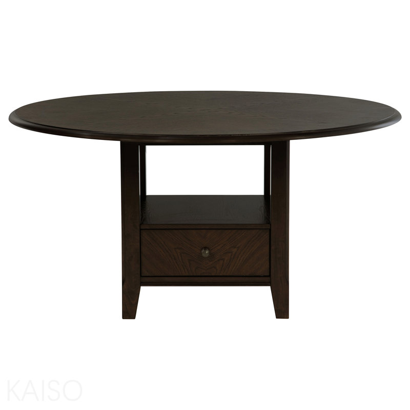 Dark Cocoa Round Dining Table With Drawer