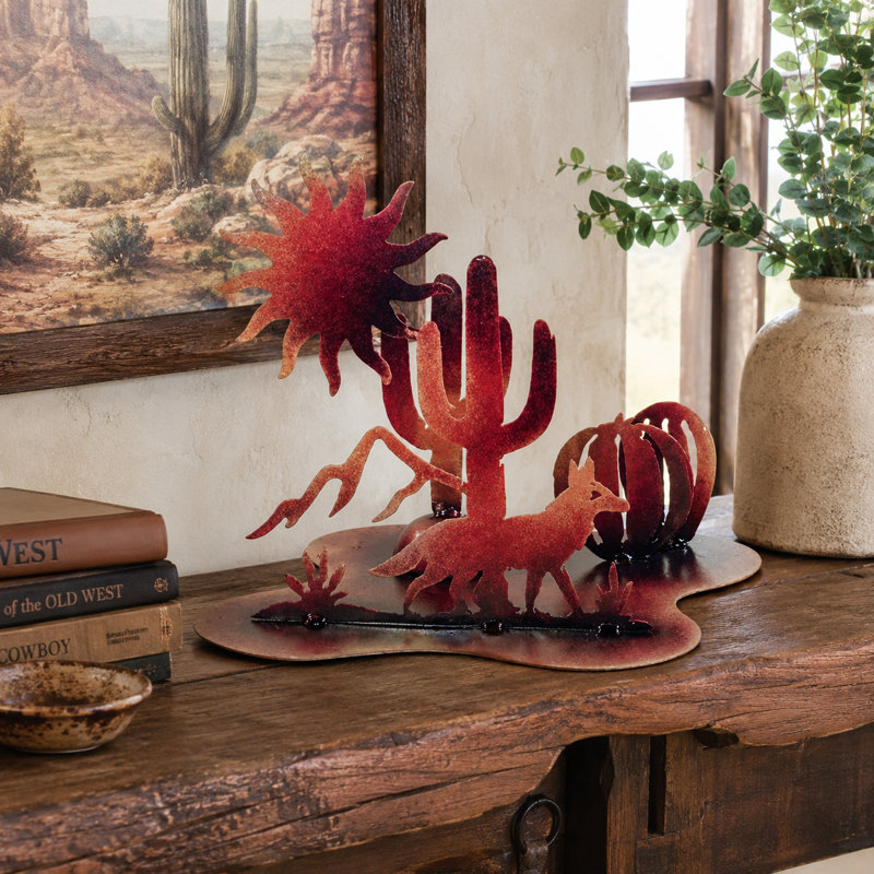 SCULPTURE EN ACY-COYOTE ET TABLE DE SOLEIL