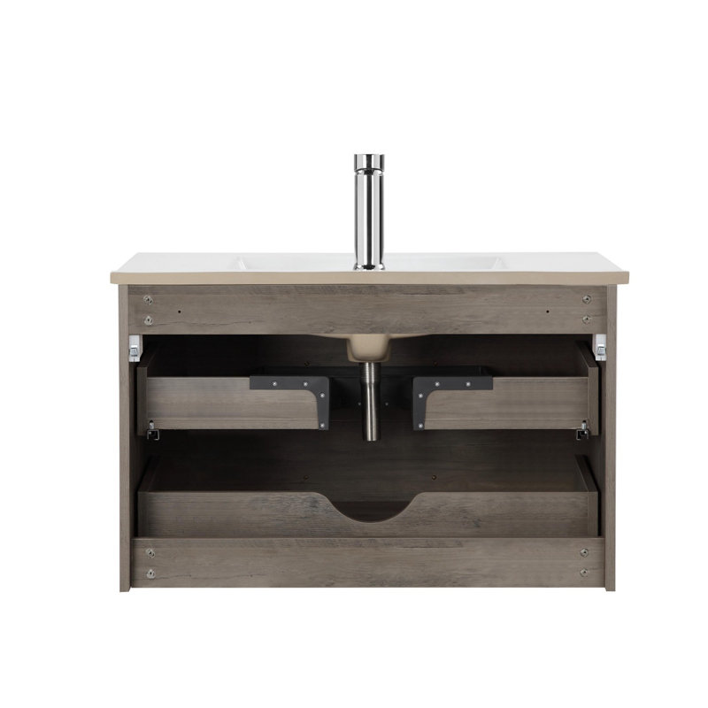 Meuble-lavabo mural avec lavabo en céramique, 32"